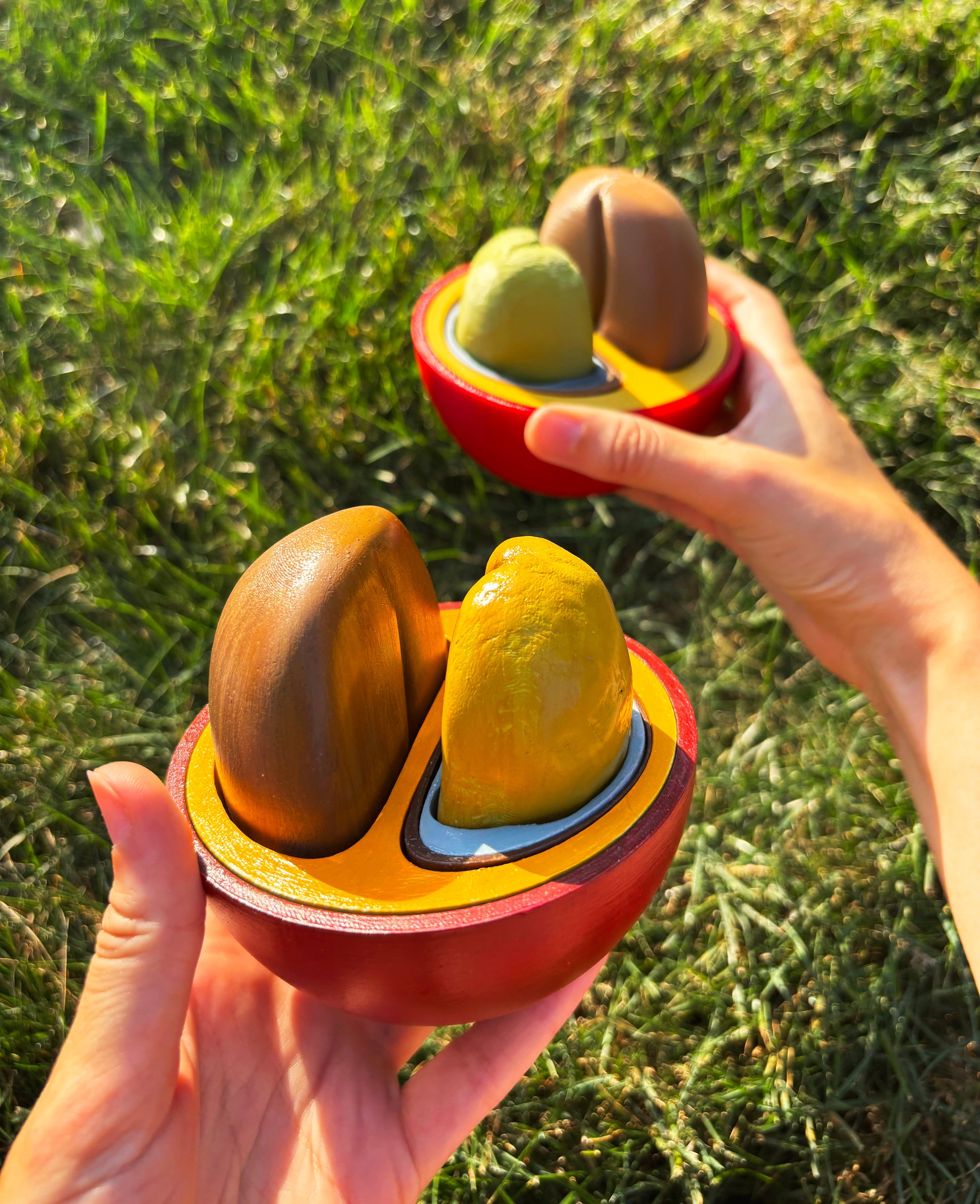 Two 3D Printed Coffee Cherry Models