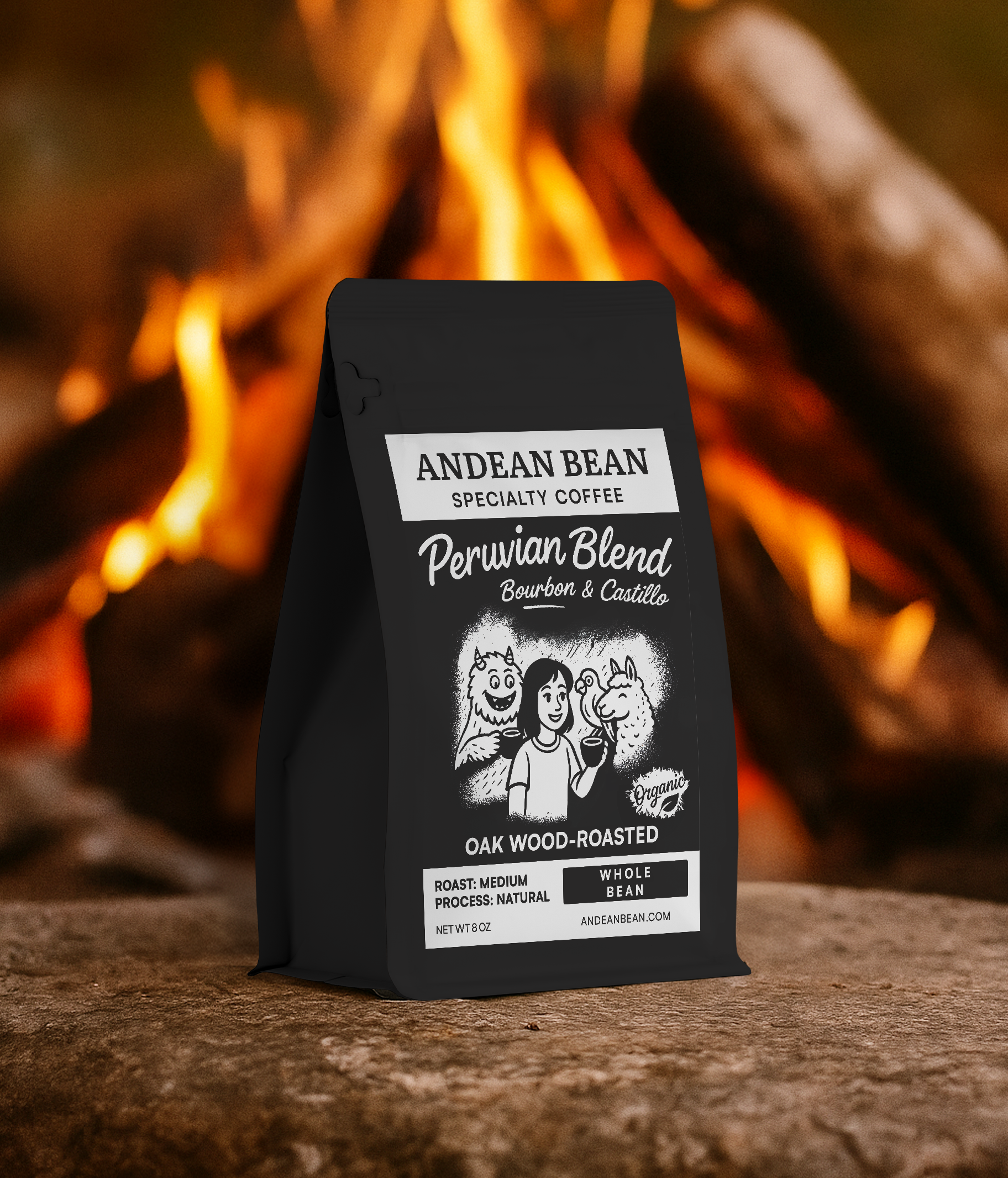 Bag of wood roasted specialty coffee organic 8OZ