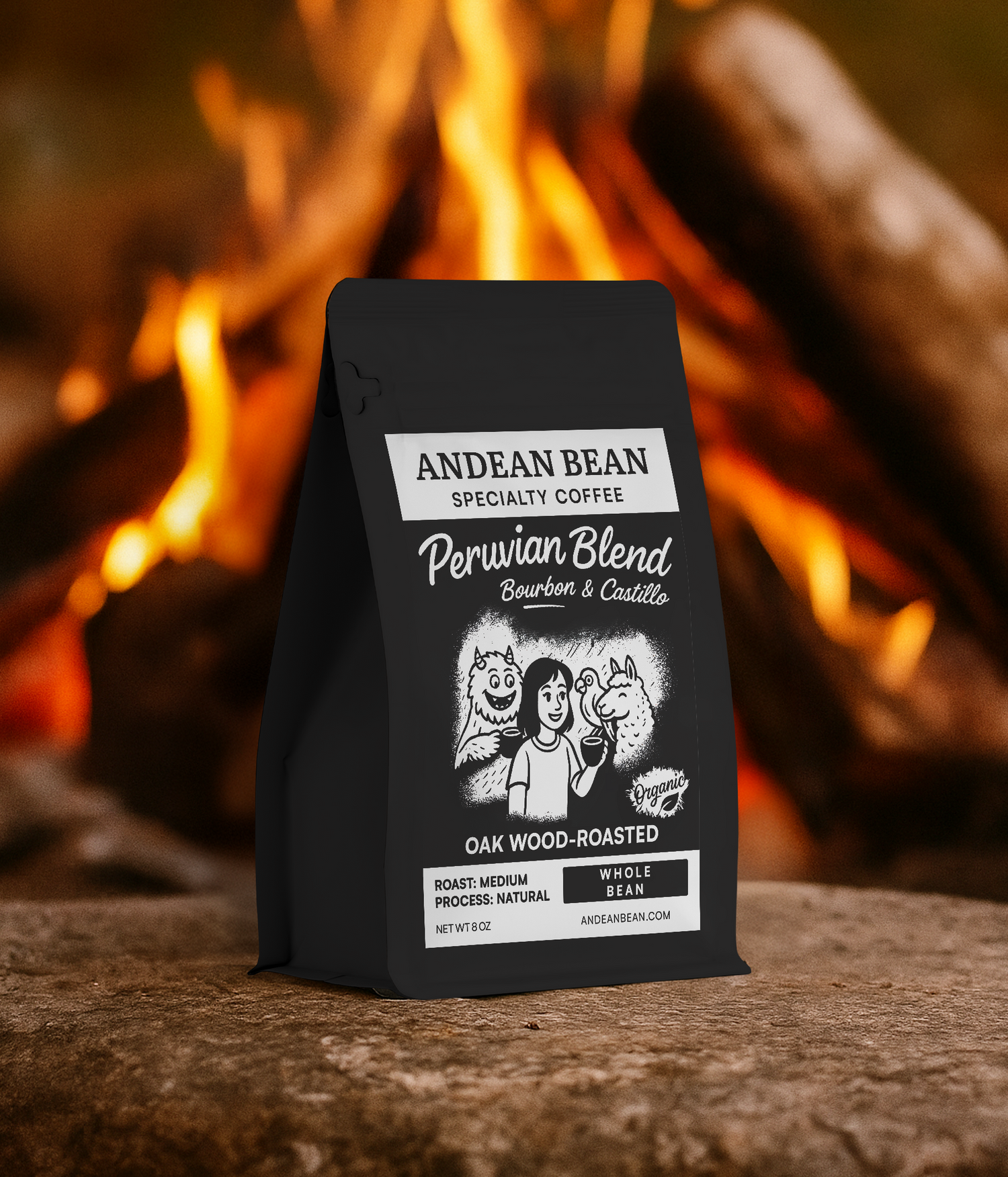 Bag of wood roasted specialty coffee organic 8OZ